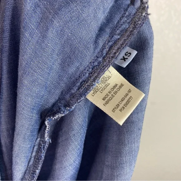 Anthropologie Cloth & Stone Chambray Ruffle One Shoulder Dress - Picture 7 of 9